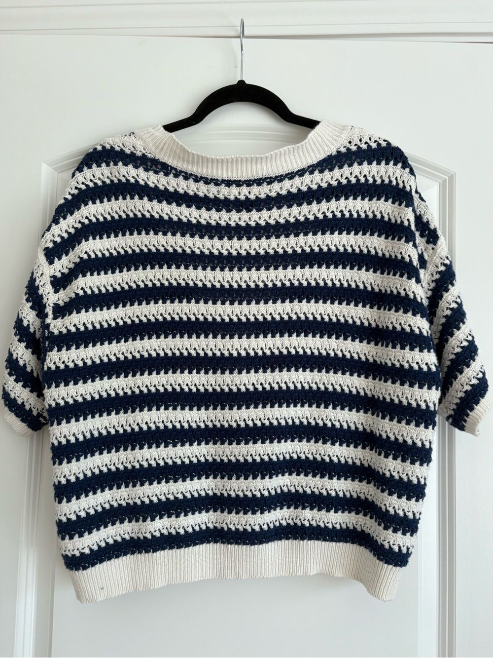 Universal Thread Navy & Cream Crochet Stripe Button-Front Cardigan - Picture 3 of 3